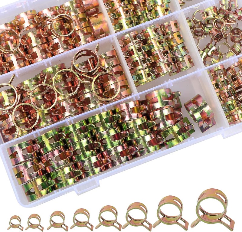 YNEGSDE Spring Band Type Fuel Line Silicone Vacuum Hose Water Pipe Clamp Low Pressure Air Tube Clamps Fastener Assortment Kit 8 Sizes 160PCS - Image 4